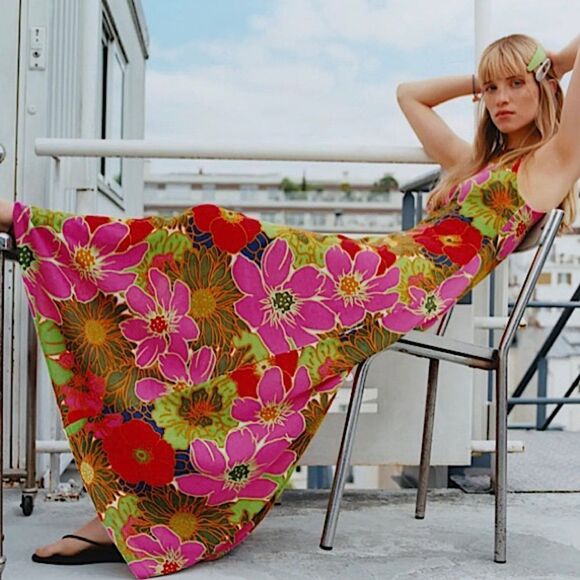 ZARA Maxi Dress LIMITED EDITION Printed Dress Size M • NEW WITH TAGS • - Picture 4 of 12
